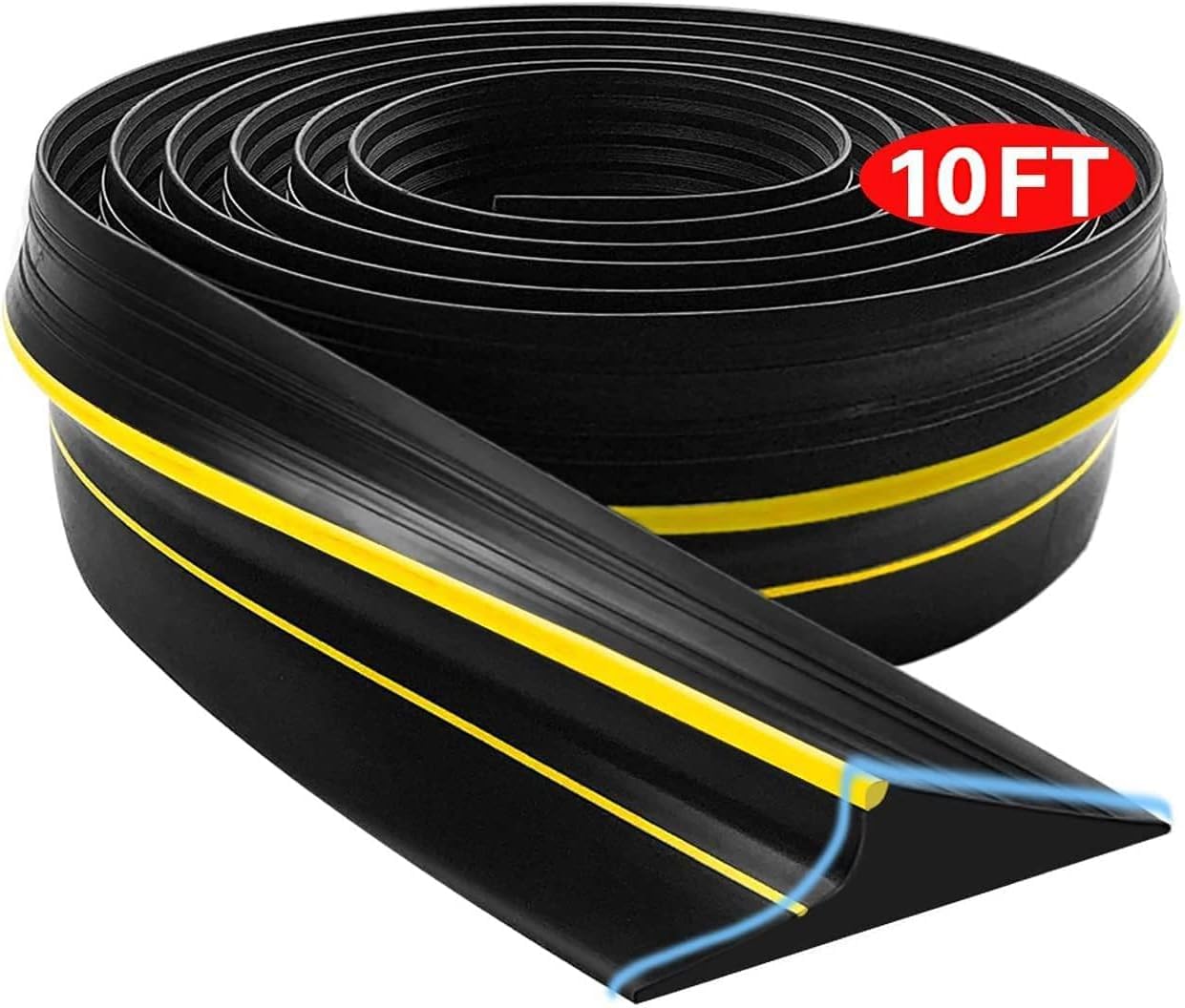 Universal Garage Door Bottom Seal Strip,Weatherproof Rubber DIY Weather Stripping Replacement, 10FT Length, Black