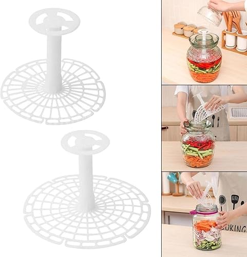 Miniatura 8 de 1 prensa de tarro de pepinillos, dispositivo de presión de tarro de Kimchi, red de presión de tarro de plástico para herramientas de cocina (S)