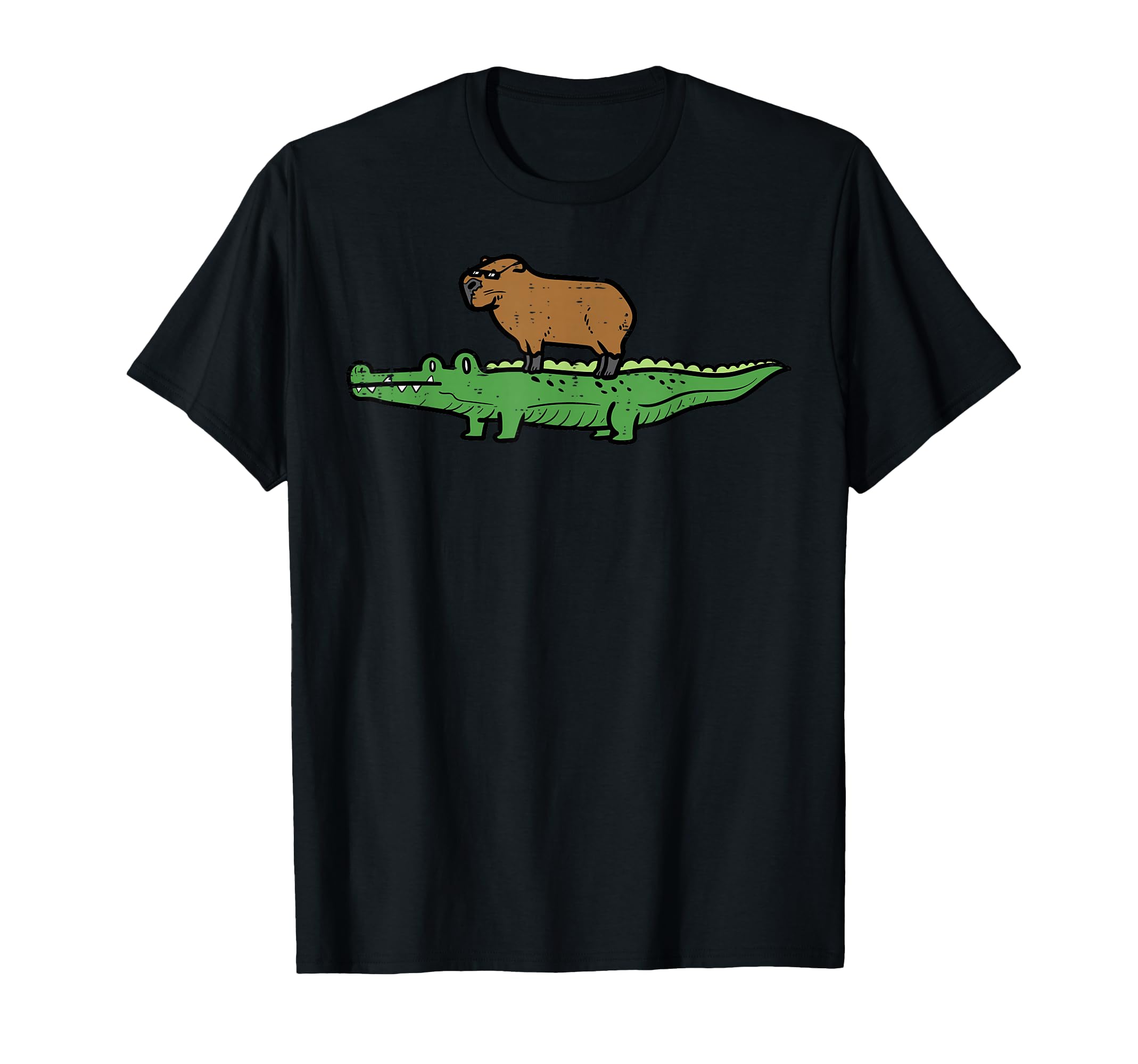 Photo 1 of ***STOCK PHOTO FOR REFERENCE ONLY*** Capybara On Crocodile Capy Alligator Rodent Men Women Kids T-Shirt