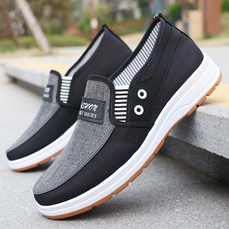 Mens Slip on Canvas Loafers Fashion Boat Shoes Casual Comfortable Lightweight Walking Sneakers2