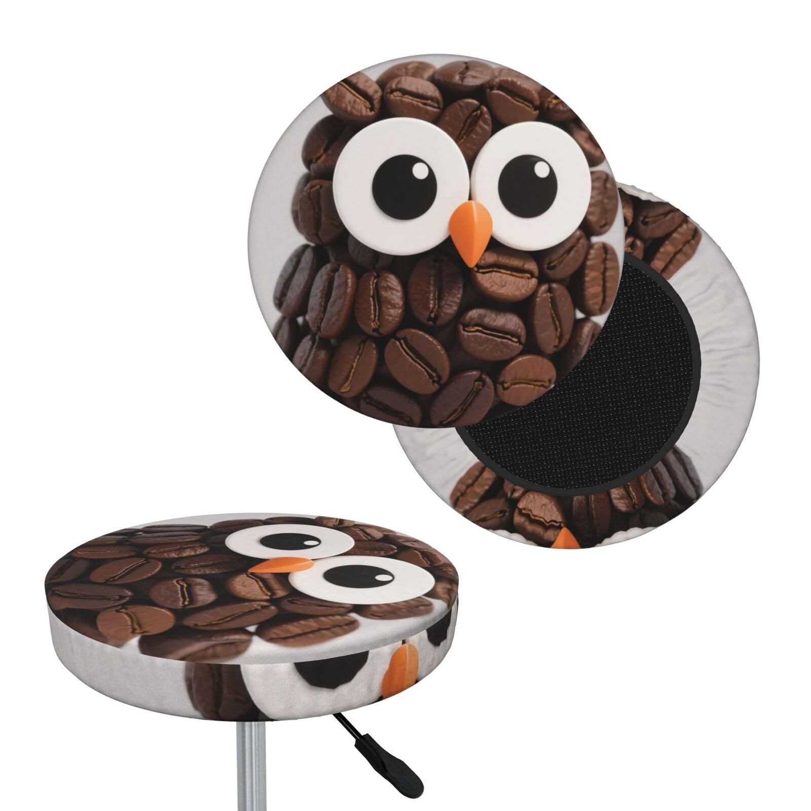FekiLoot Cute Owl Round Bar Stool Covers Stretch Washable Bar Stool Covers Dustproof Slipcover Bar Chair Covers with Elastic Band for Bar Kitchen Living Room Decor 13 Inch