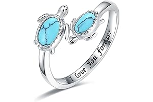 I Love You Forever Sterling Silver Turtle Ring for Women