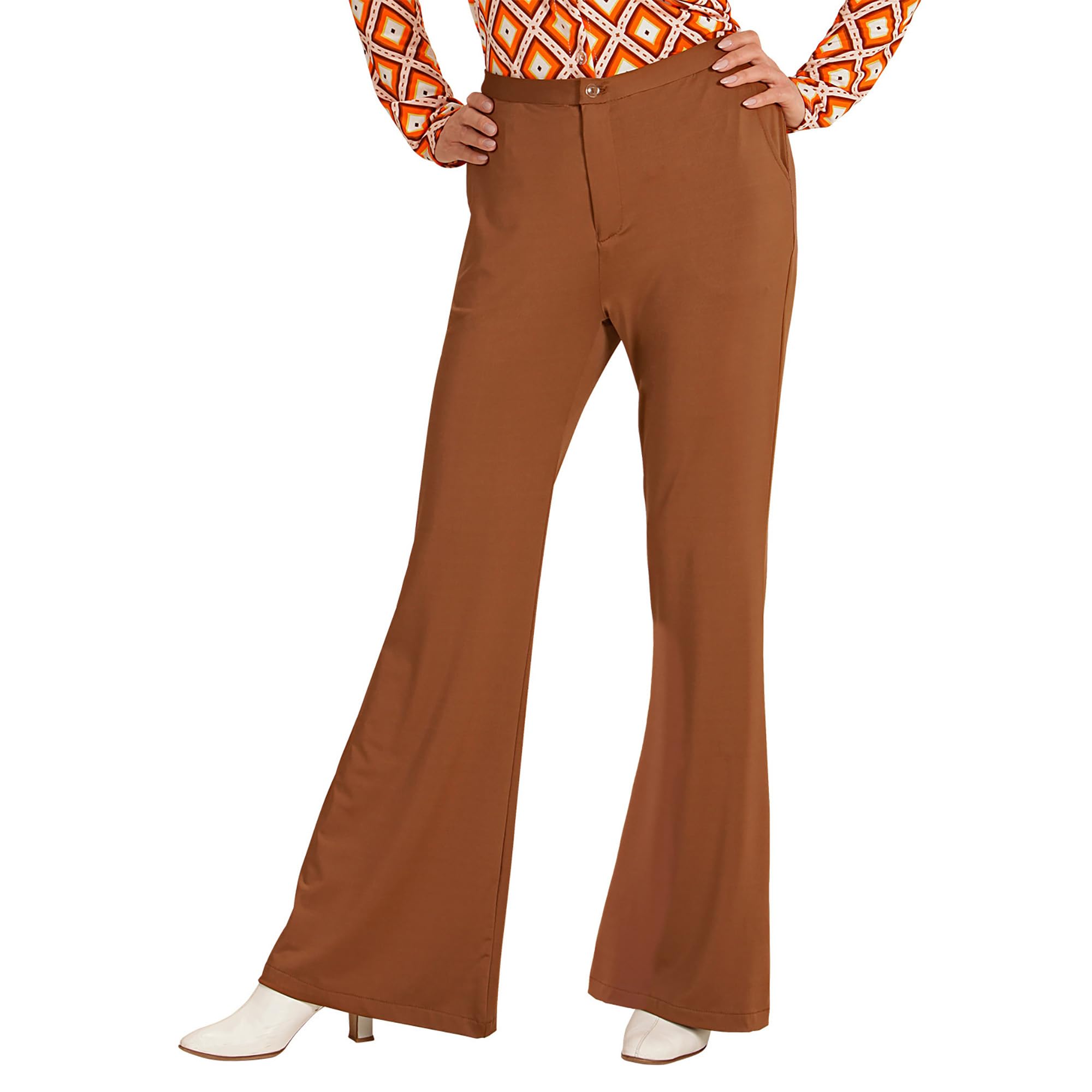 Widmann GROOVY 70'S LADY PANTS BROWN SMALL AND MEDIUM FOR FANCY DRESS COSTUME