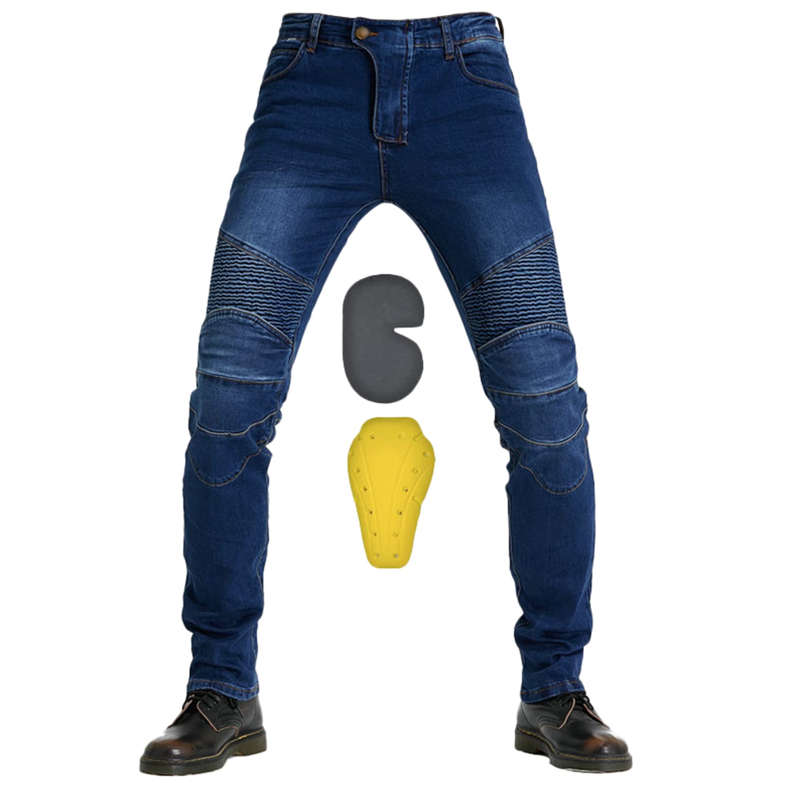 DongBao Mens Motorbike Pants Motorcycle Jeans Biker Pants with Knee Pads Outdoor Cargo Pants Blue