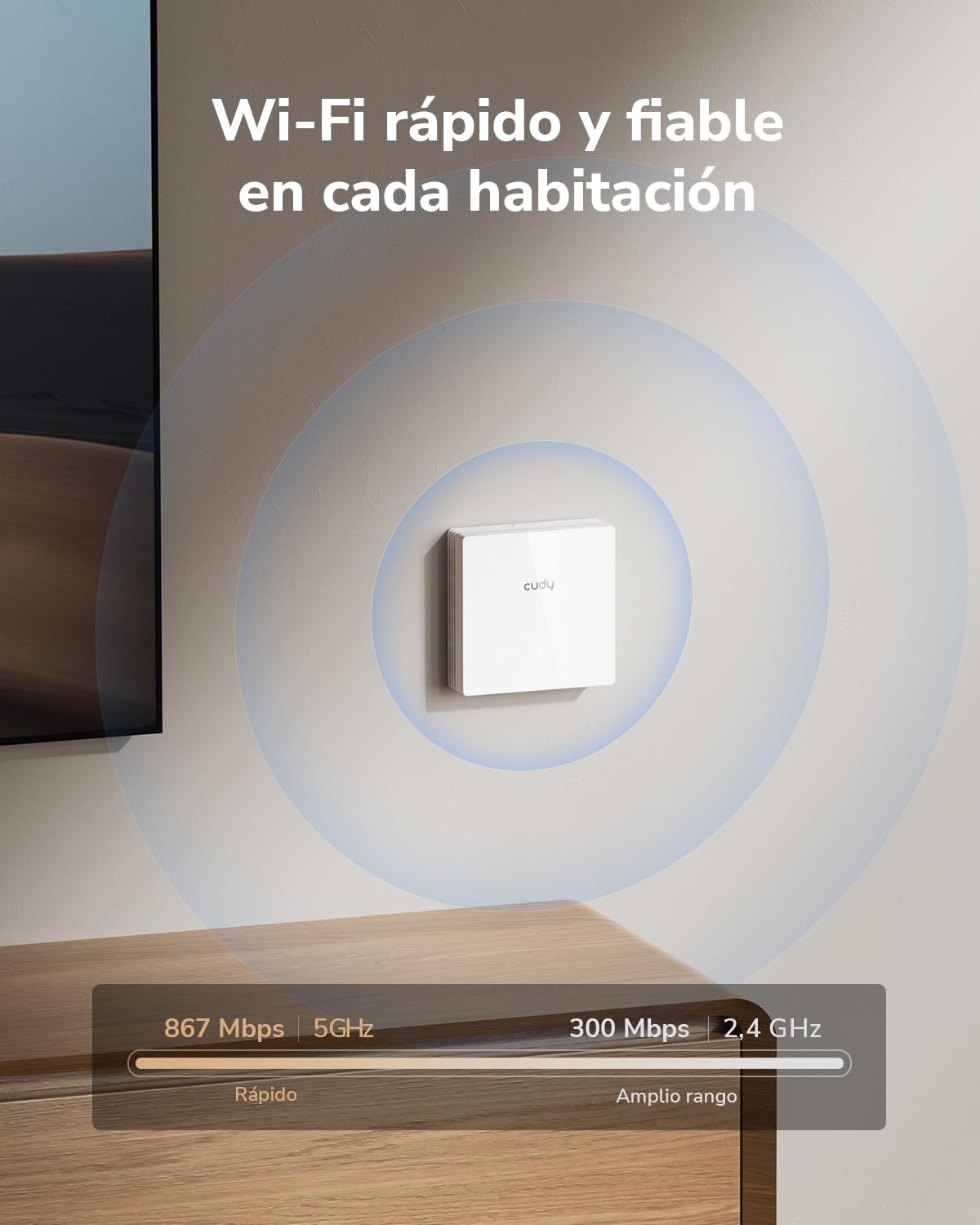 Cudy AC1200 Punto de Acceso Inalámbrico Gigabit de Doble Banda, Diseño de 86mm, Gigabit RJ45, Malla Compatible, MU-MIMO, Formación de Haz, Alimentación PoE