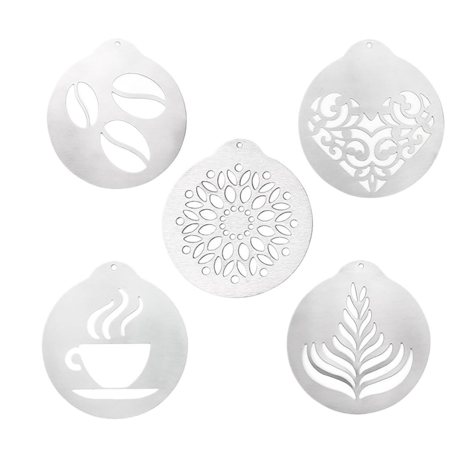 Pochoirs à café, modèle de gâteau en mousse, dessin, moule Cappuccino, outils tamis poudre, 5 pièces