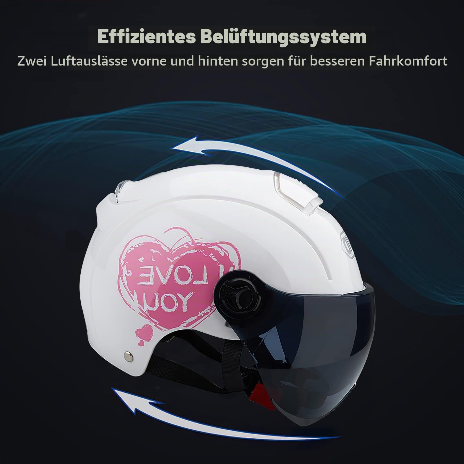 Ergocar Klassischer Offener Helm, Halbhelm Mit Sonnenblende, 709abs-Schale Kombiniert Mit Eps-Pufferschicht Für Besseren Fahrschutz