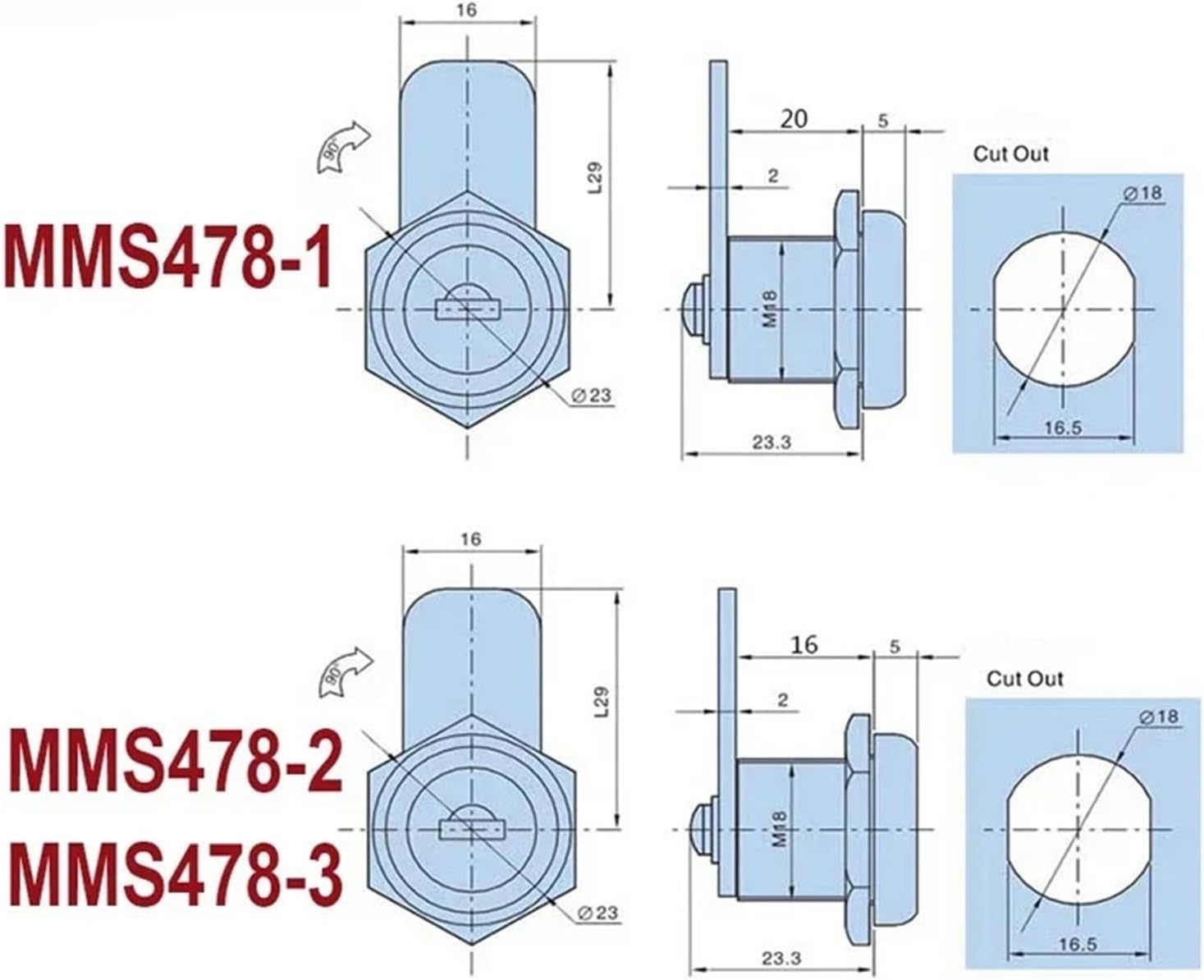 Cabinet Cam Lock for Box Cupboard Locker Yacht Car Bathroom Window Hardware MMS478 1Pcs(MMS478 1 20mm)