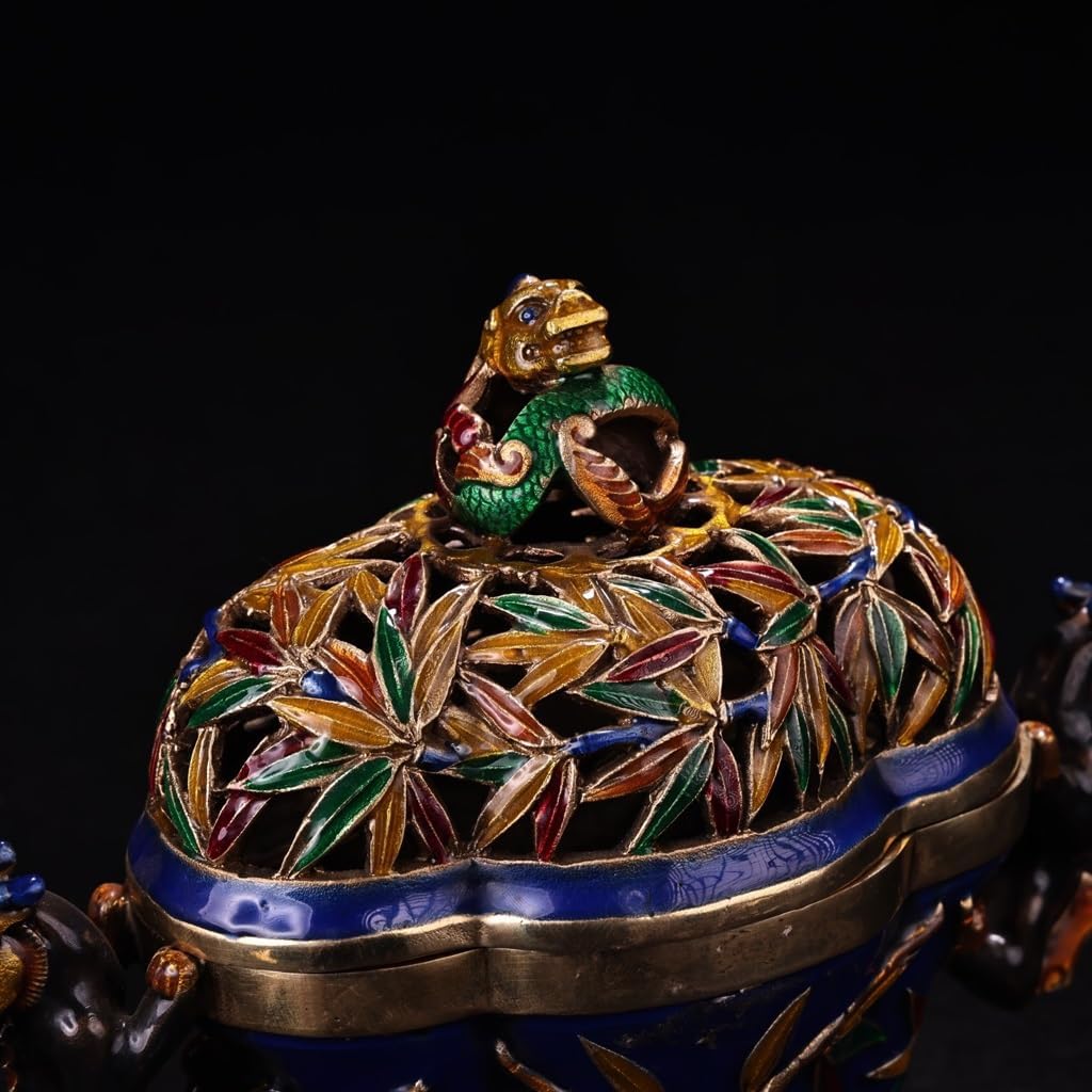 Incense Stick Holder Incense Burner Ornaments, Home Crafts, Antique Collection Decorative Incense Burner, Copper Incense Burner with Cover Incense Holder for Sticks