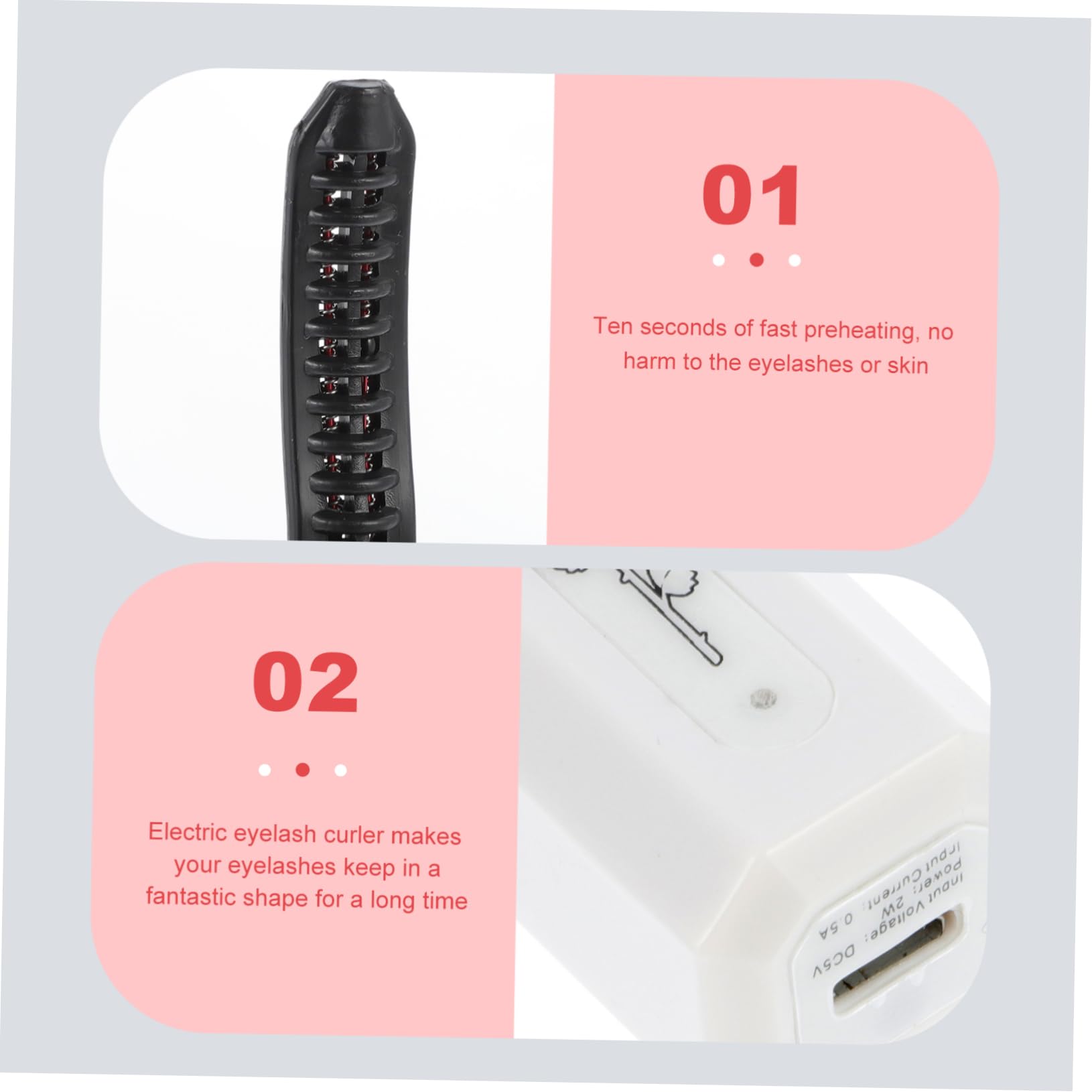 Gogogmee Electric Lash Tool Quick Preheat Safe for Skin Eco Material Compact Makeup Curler