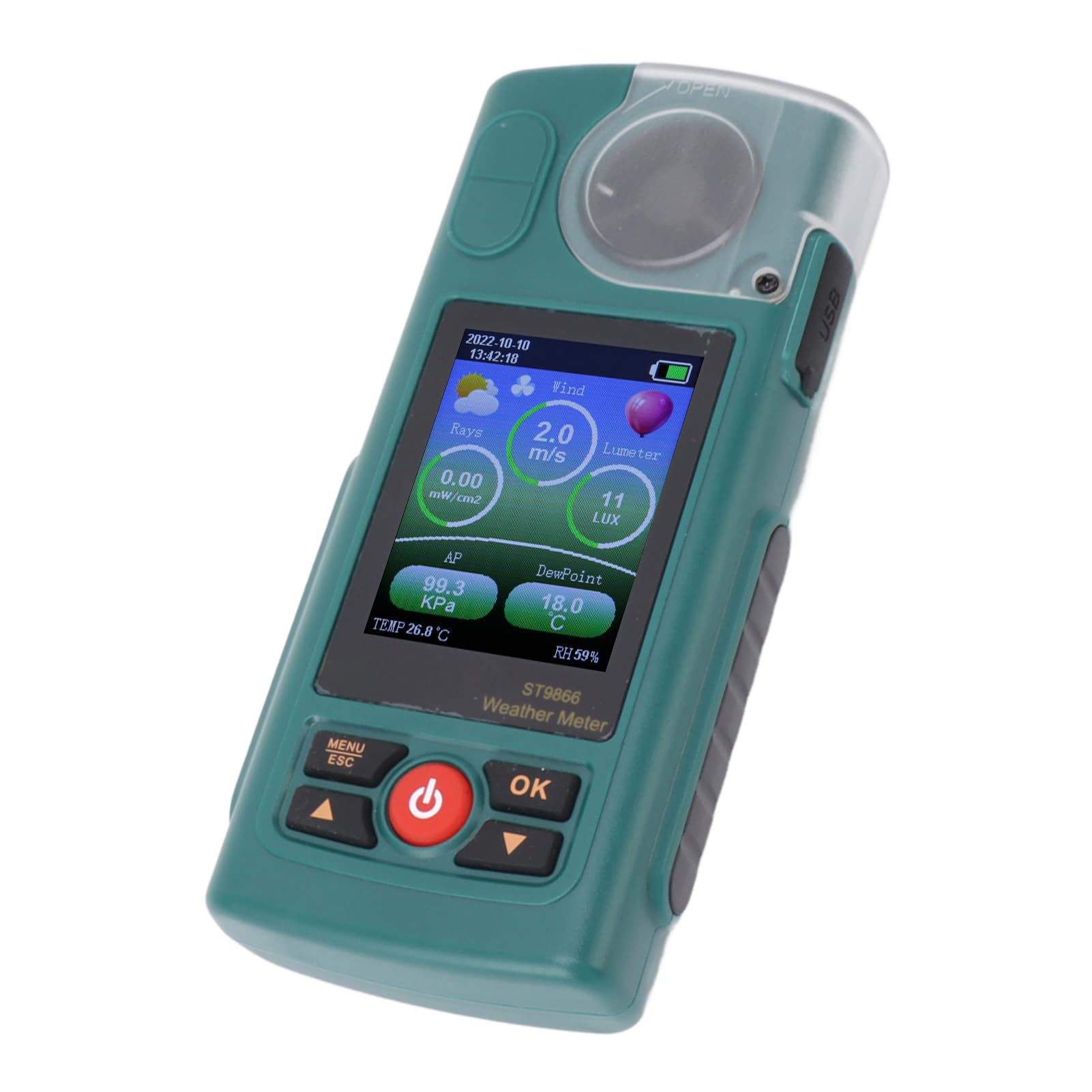 Medidor de Viento con Pantalla Sc Grande, Probador de Mano, Medidor Cfm Digital para Meteorología, Drones, Veleros, Surf, Temperatura, Humedad en el Tiempo, También Función de