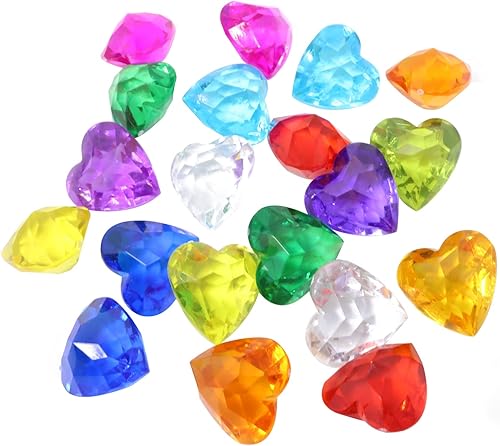 Miniatura 7 de Honbay 20 gemas de diamante acrílico en forma de corazón de gran tamaño de 1.575 in, gemas de tesoro de cristal de imitación acrílicas, para