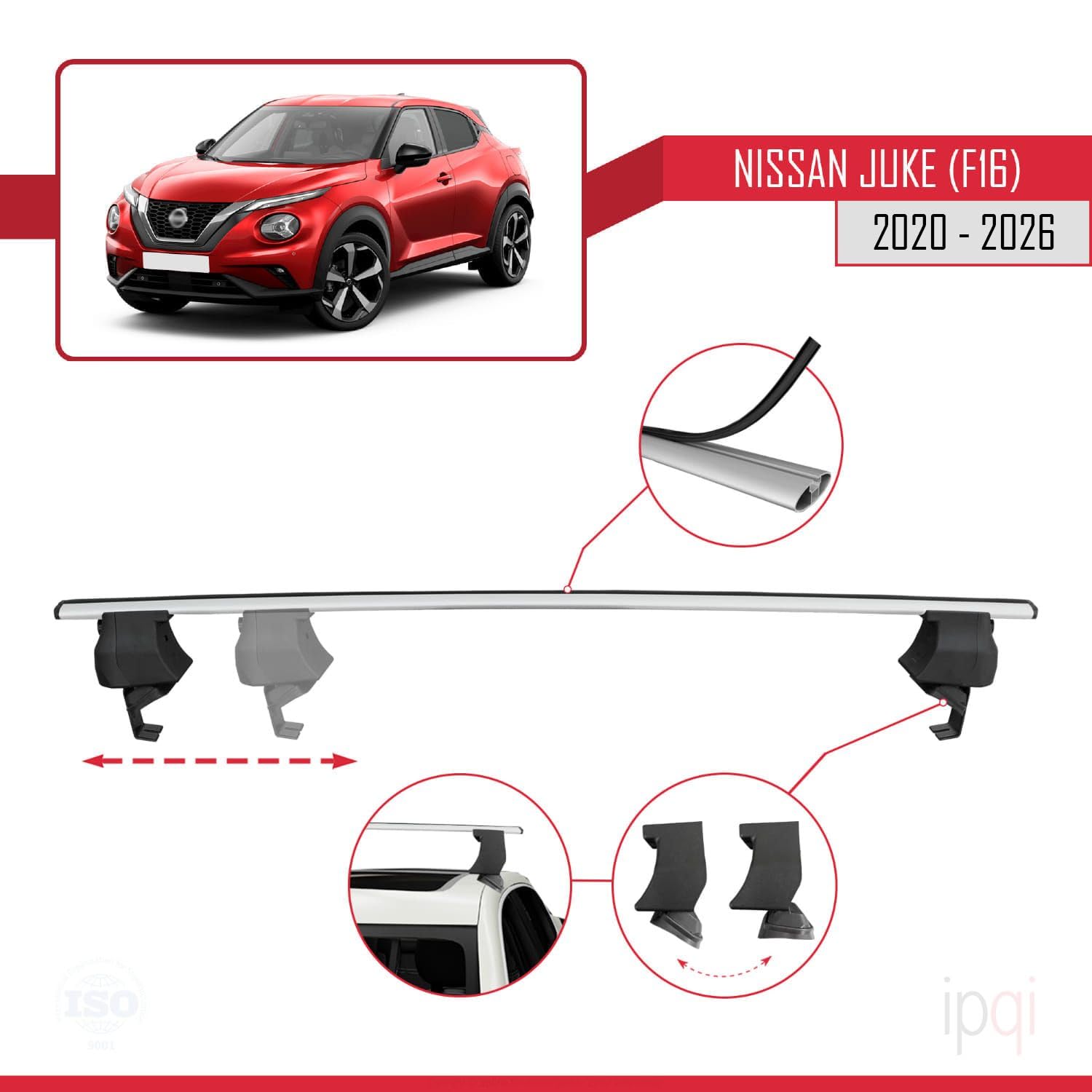 Compatibile con Nissan Juke 2 (F16) 2020-2025 Ace-4 Barre Tetto Portapacchi Auto Barre Portatutto Grigo Alluminio 2 Barre