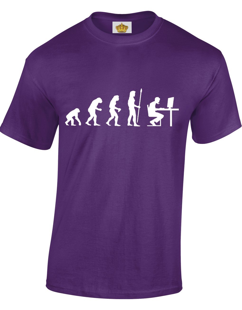 Crown Designs Men's Purple The Evolution Of A Pc Gamer Cool Video Game Fan For & Teenagers T-Shirts Tops - /Medium