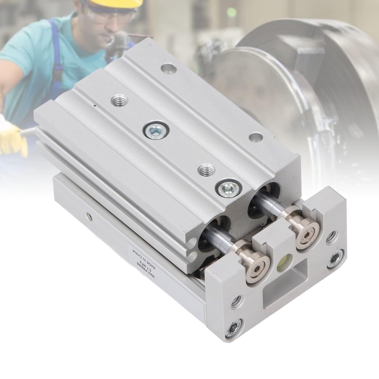 Cilindro Pneumatico con Guida a Scorrimento, Cilindro Pneumatico in Lega di Alluminio con Binario di Guida in Acciaio e Anello Magnetico, per Compressori d'aria e Sistemi di Automazione