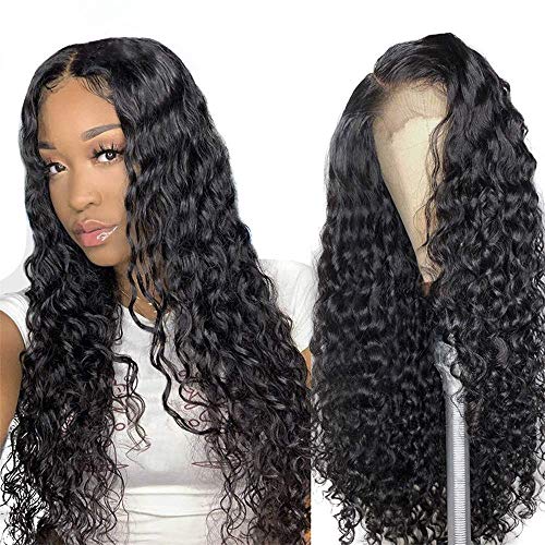 Water Wave Human Hair 4x4 Lace Closure Wigs For Black Women Brazilian Water Wave Lace Closure Human Hair Wigs Wet and Wavy 4x4 Lace Closure Wig Pre Plucked With Baby Hair (20 Inch, 4x4 water wig)