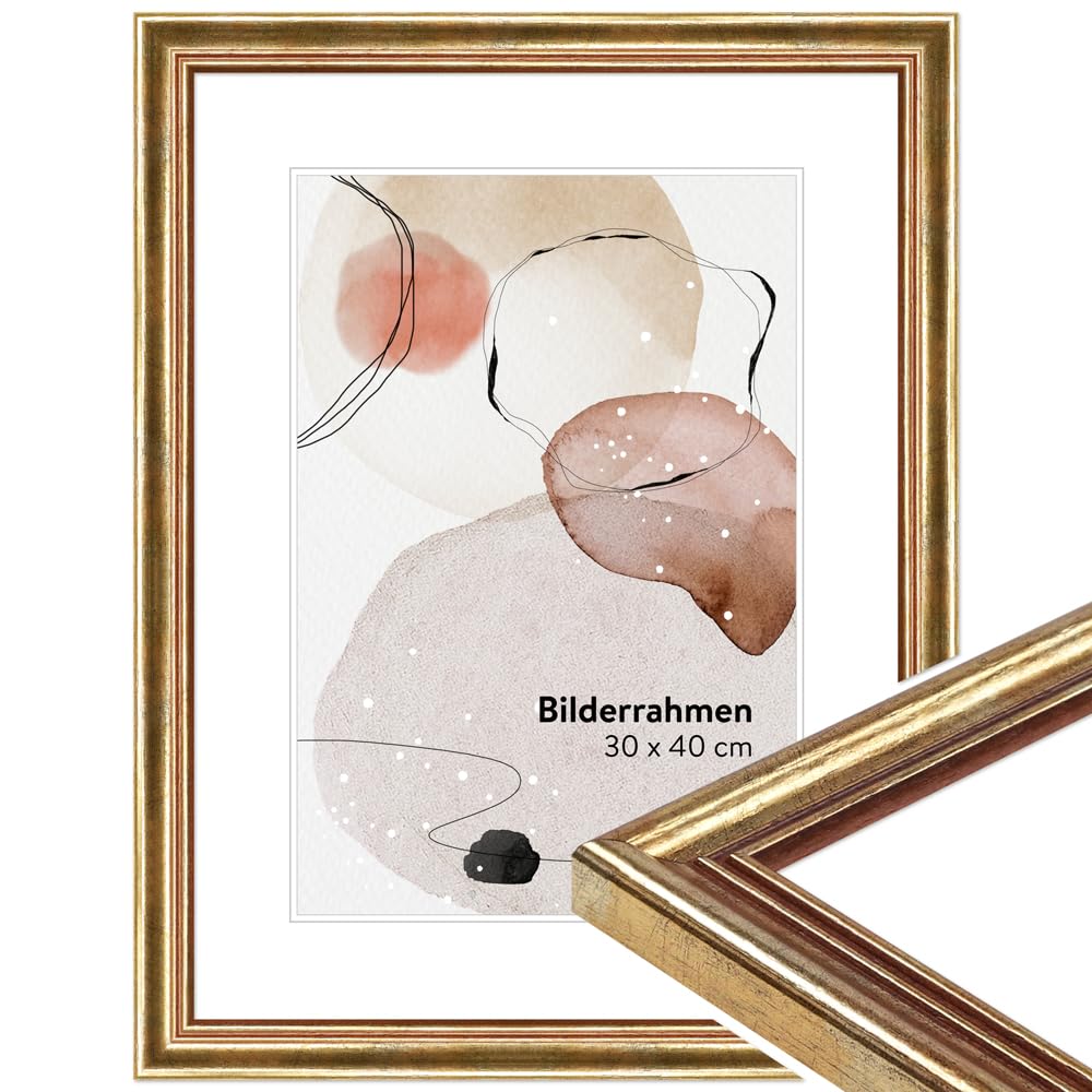 Wandstyle Gold Picture Frame Din A4 21 X 29.7 Cm Made Of Wood In Antique Style For Hanging, Poster Frame Made In Germany, Ideal For Certificate - H400