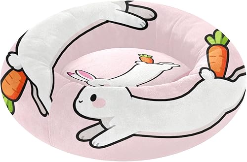 KLL Cartoon Cute Bunny White Warm & Cozy Pet Cat Beds fluffier Puppy Beds for Medium Size Pets Sleeping cama elevada para Perros Grandes