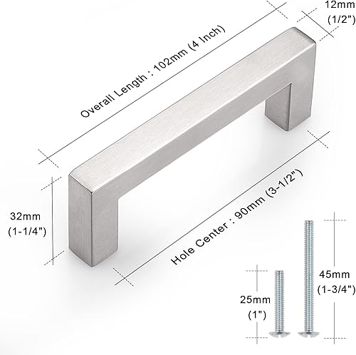 Miniatura 9 de Probrico - Tiradores para armarios de cocina (acero inoxidable, níquel cepillado)