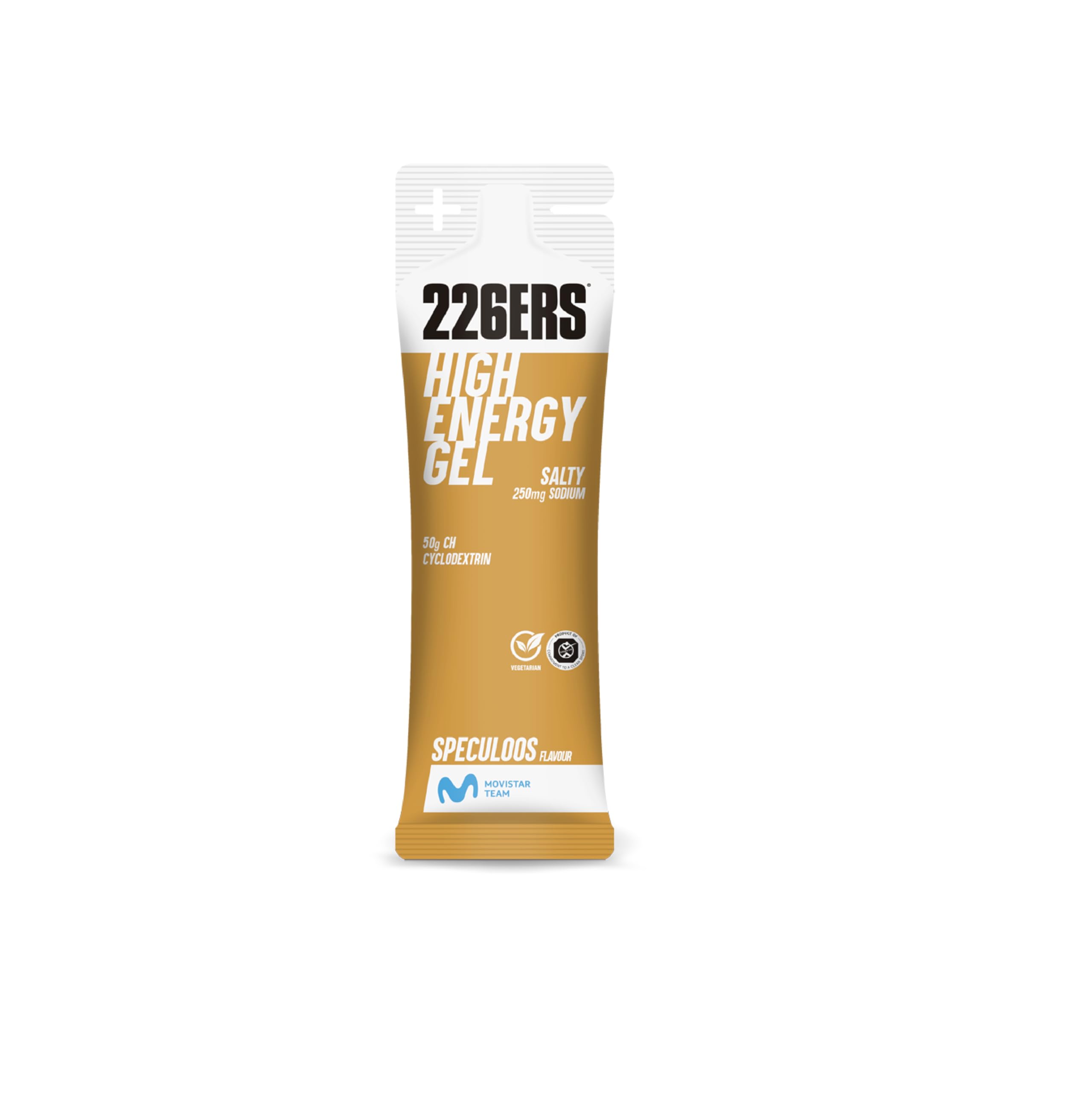 226ERS - High Energy Gel, Gel Energetico con Ciclodestrina, 50 g di Carboidrati e Aromi, 250 mg di Sodio Aggiunto, Senza Glutine, Vegano, Gusto Salty Speculoos, 24 x 76 g