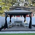 PURPLE LEAF 12' X 14' Patio Hardtop Gazebo Aluminum Outdoor Gazebo with Double Galvanized Steel Roof for Deck Backyard All Weather Outdoor Pavilion Curtain and Netting Included, Light Grey