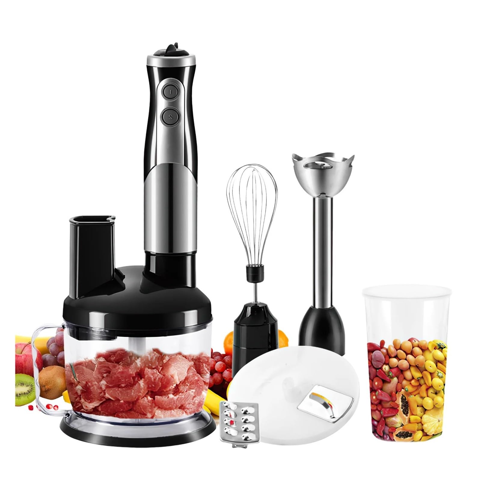 2-częściowy 8 W 1 Wielofunkcyjny Blender Ze Stali Nierdzewnej, Robot Kuchenny, Krajalnica Do Warzyw, Maszynka Mielenia Mięsa, Siekacz, Mikser Żywności, Sokowirówka Sonifer Szybkie Wydajne Miksowanie