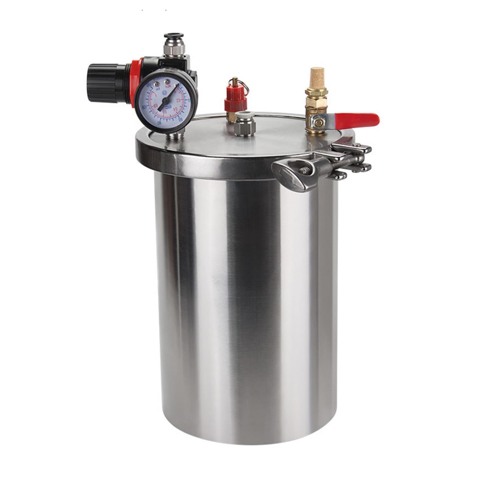 iDili 304 Stainless Steel Pressure Tank, 1-15L Optional Fluid Dispensing Container with Safety Valve &amp; Gauge for Glue, Chemical, Storage &amp; Transfer (4L)