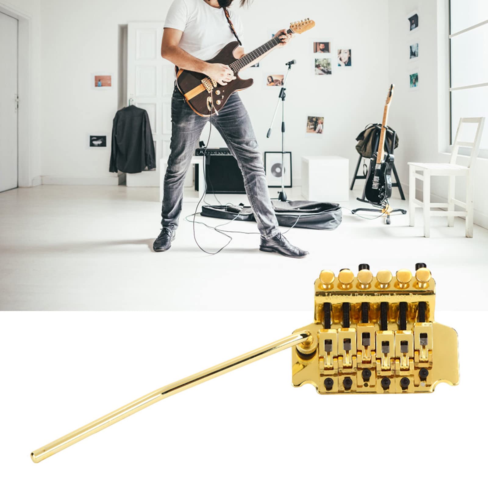 Puente Trémolo Floyd Rose De Doble Bloqueo - Para Guitarra Eléctrica, Acabado Plateado, Mejora Afinación Y Vibrato