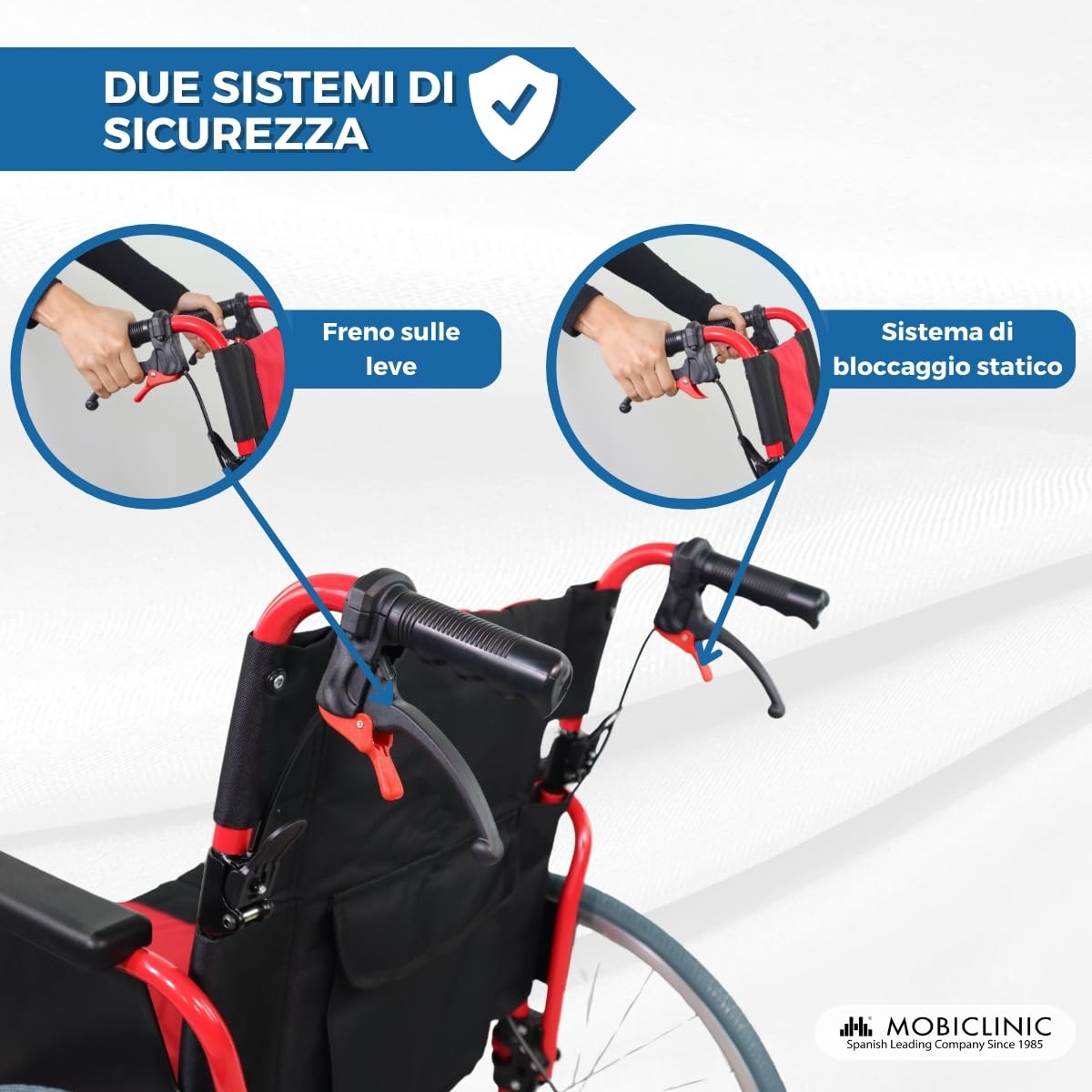 Mobiclinic, Sedia a rotelle pieghevole, Torre, Alluminio, Doppio sistema frenante, Poggiapiedi pieghevoli e rimovibili, Braccioli, Schienale diviso, Sedile 44 cm, Ultra leggero