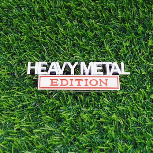 Image of Pair Set Heavy Metal Edition Emblem 3D Fender Badge Decal Sticker Nameplate for Universal Vehicle, Car, Truck, SUV Motorcycle Accessories (Silver Red)
