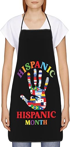 Delantal del Mes Nacional de la Herencia Hispana para mujeres y hombres, para hornear a la parrilla, jardinería, cocina, aseo, barbacoa, cocina,