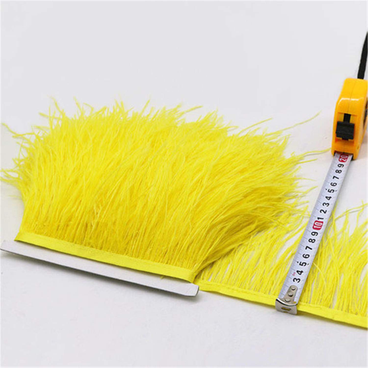 Frangia decorativa in piume di struzzo di qualità, per modisteria, progetti artigianali, realizzazione di vestiti, 36 colori (giallo, 5 metri)