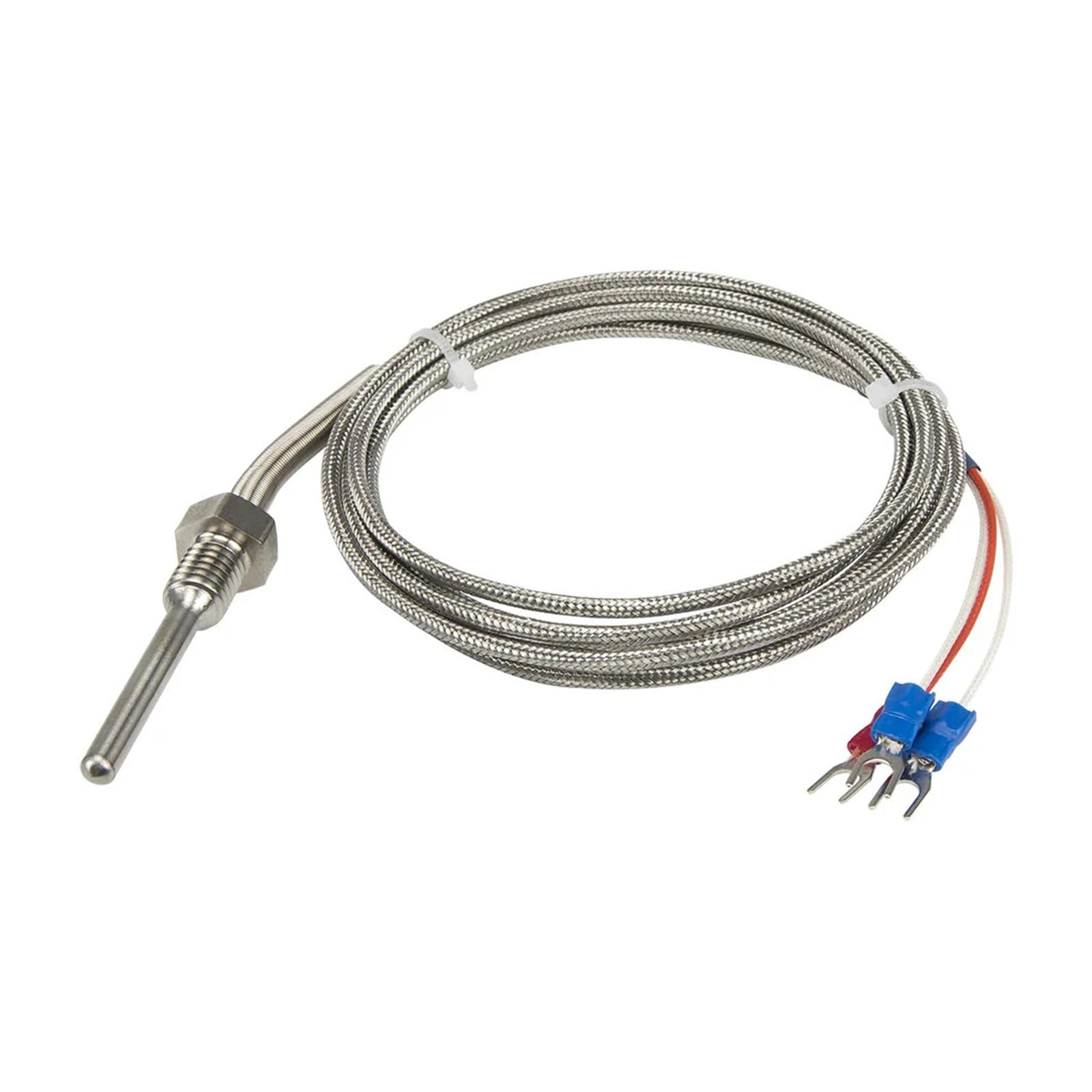 Czujnik temperatury 2 m typ RTD PT100 czujnik temperatury z metalowym kablem plecionym i głowicą sondy 50 mm (PT1 8)