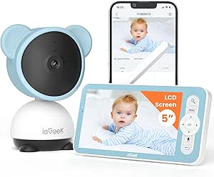 ieGeek 1080P/5 Baby Surveillance Camera, PTZ 350° Baby Monitor with Camera, 4X Zoom, 3000mAH Built-in Battery, Motion Detection, Night Vision, Two-Way Audio, VOX asin的图片