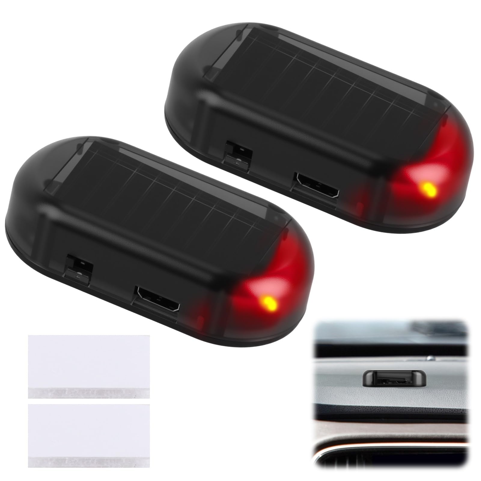 Allarme Auto Anti Vandalo Lampeggiamento Notturno Automatico Monitoraggio Antifurto 2pcs