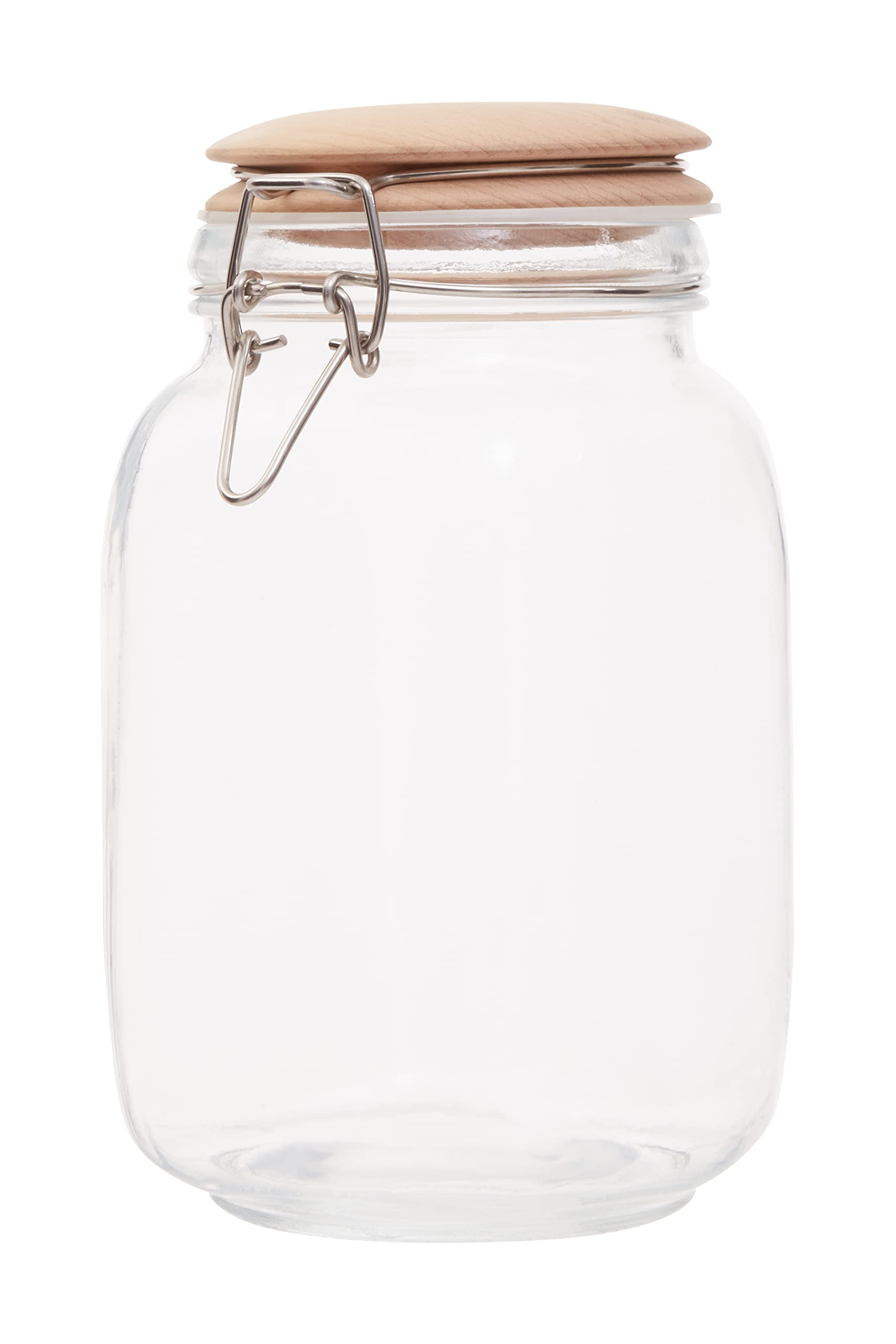 Premier Housewares Square Glass Jar With Wooden Lid - 1550Ml