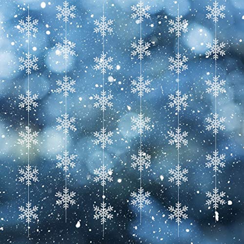 CINMOK 6PCS Decoraciones Navideñas Copos de Nieve Blanco,Transparente Colgantes para Navidad, Adorno Navideño para Árbol de Navidad, Fiesta de cumpleaños, Invierno, Plástico.(Transparente)