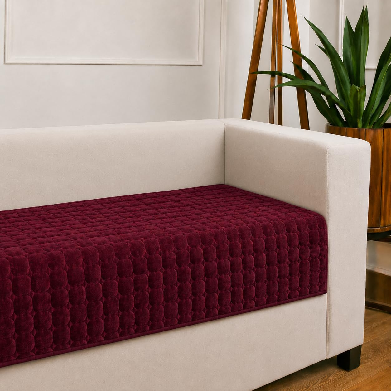 STITCHNEST 'Haven Soft Series' 1 Seater Sofa Cover |Premium Velvet Fabric, Washable & Durable Furniture Cover for Modern Living Rooms