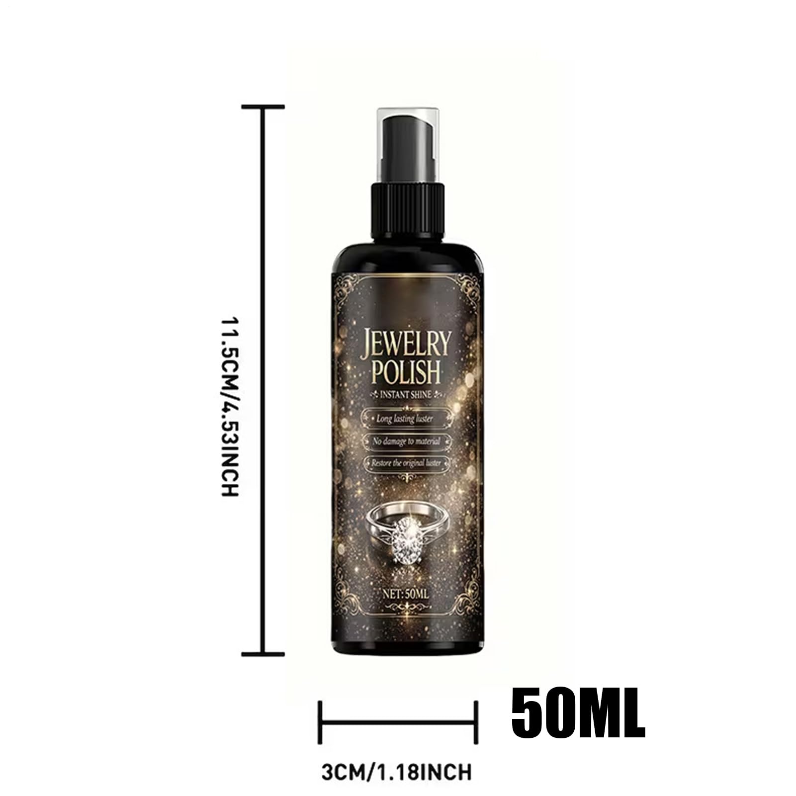 Środek do usuwania żółcieni z biżuterii | 50ml Spray do czyszczenia srebra, złota, kamieni szlachetnych - odnowi blask biżuterii | Do domu, podróży, dla kobiet, matek, żon, przyjaciółek, na łańcuchy