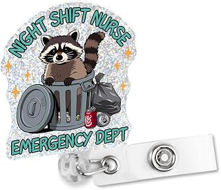 Sixrip Night Shift Nurse Emergency Dept Badge Reel, Funny Retractable with Shark Clip Badge Reel Gifts for Night Shift Worker Nurse Office Staff, Gifts for Emergency Worker