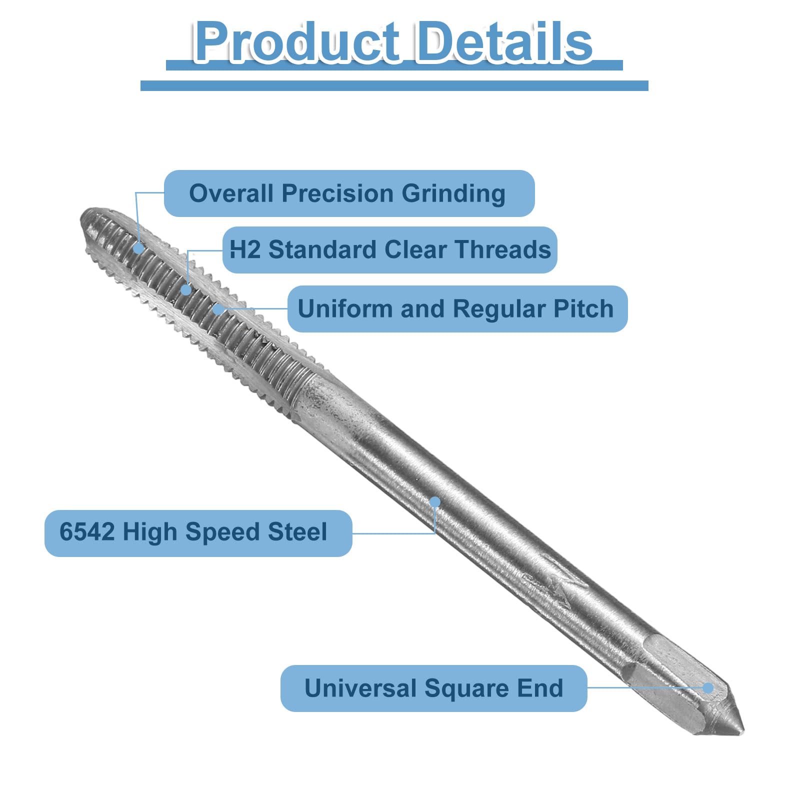 uxcell 2 Set (10pcs) Hand Threading Taps M3 M4 M5 M6 M8 H2 Metric Thread Tapping Tool Kit, High Speed Steel (HSS) Screw Taps 1