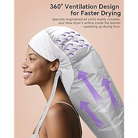 Boloye Hair Dryer Bonnet Attachment - 28.5 XL Hooded Dryer Cap for Faster Drying & Deep Conditioning, Extra-Large Space Fits Thick, Curly Hair & Styling Tools (Silver, Extra Large)