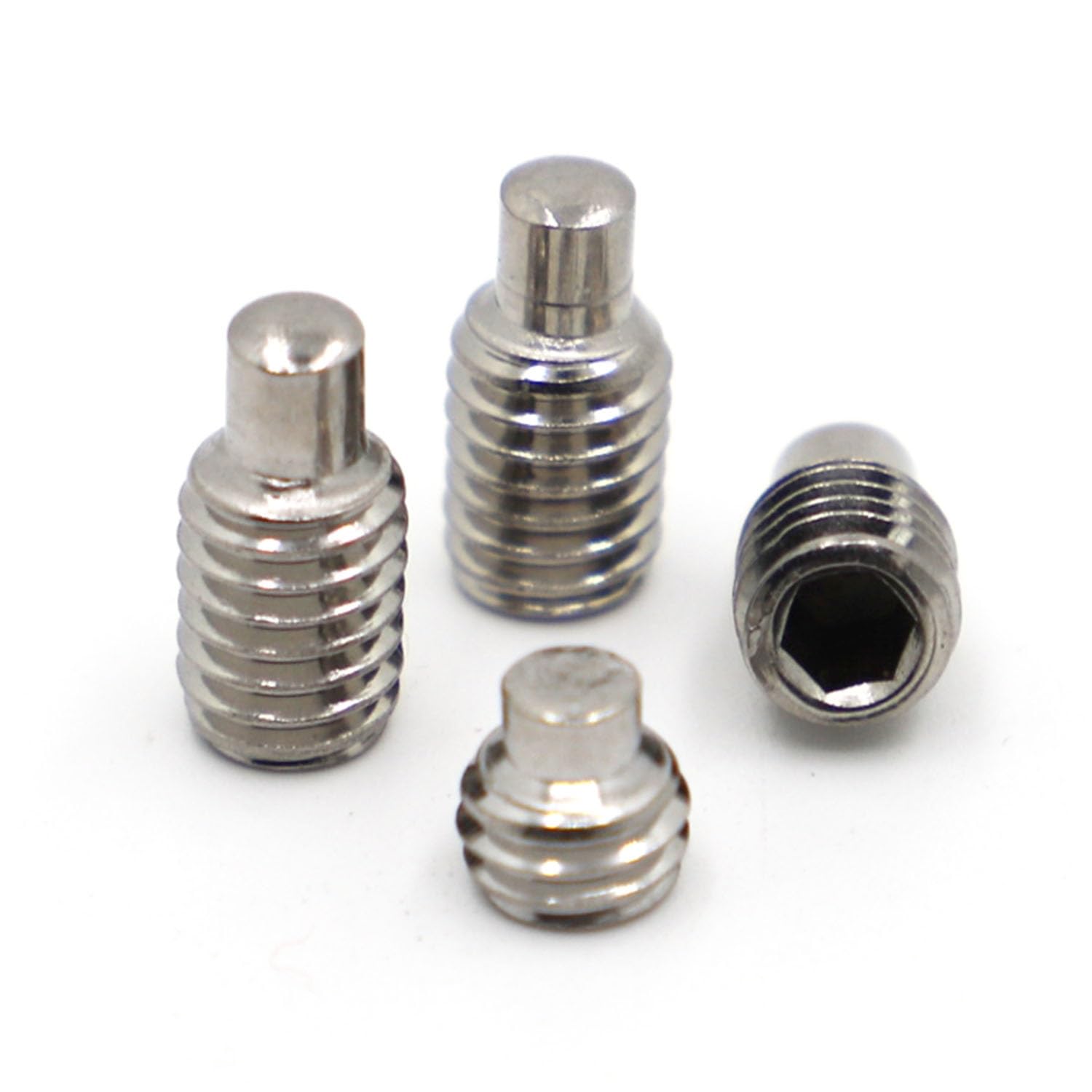 Tornillo autorroscante M3, M4, M5, M6, M8 304, terminal de acero inoxidable, extremo convexo, juego de enchufes hexagonales con punta de perro GB97 DIN915 (25 mm, M4, 20 piezas)