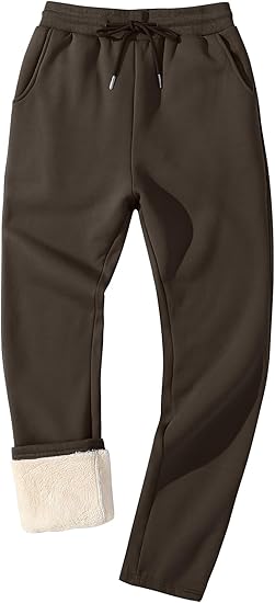 Flygo Men's Fleece Lined Sherpa Sweatpants Winter Warm Pants Jogger Lounge Athletic Pant with Pockets