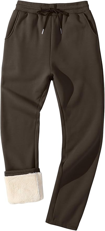Flygo Men's Fleece Lined Sherpa Sweatpants Winter Warm Pants Jogger Lounge Athletic Pant with Pockets