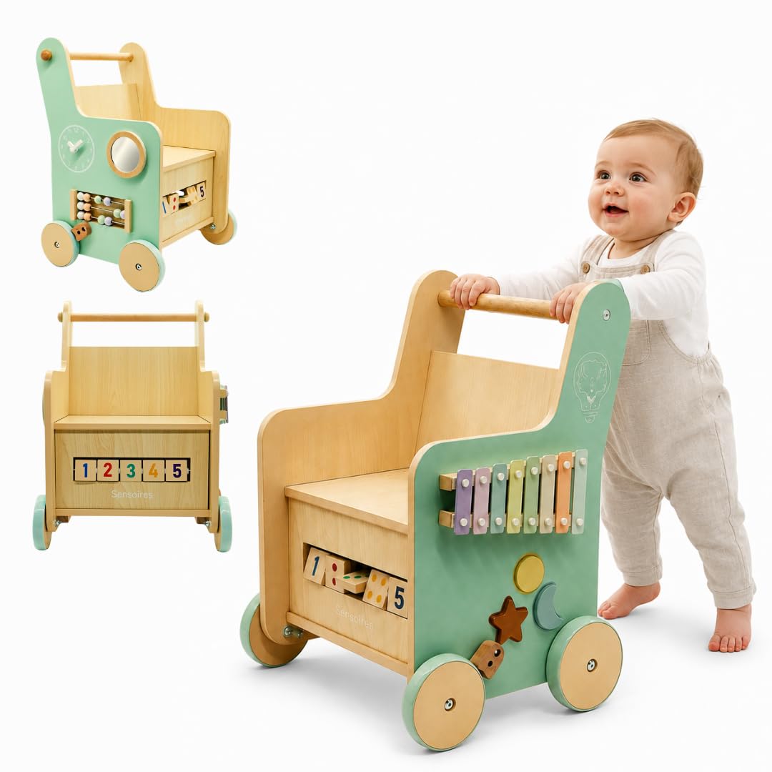 Correpasillos Bebé Andador Montessori 3 en 1, Silla Evolutiva, Xilófono, Puzzle 3D, Juguetes Bebé 1 Año, Primeros Pasos Seguros, Regalo Bebé 1 Año 9-36 Meses, Juegos Educativos