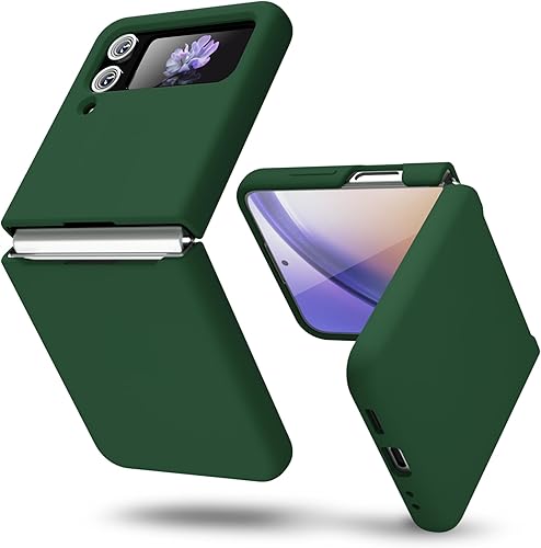 Miniatura 8 de oakxco Funda para teléfono Samsung Galaxy Z Flip 5, agarre de silicona líquida, bonita funda delgada y delgada de goma suave de TPU lisa para