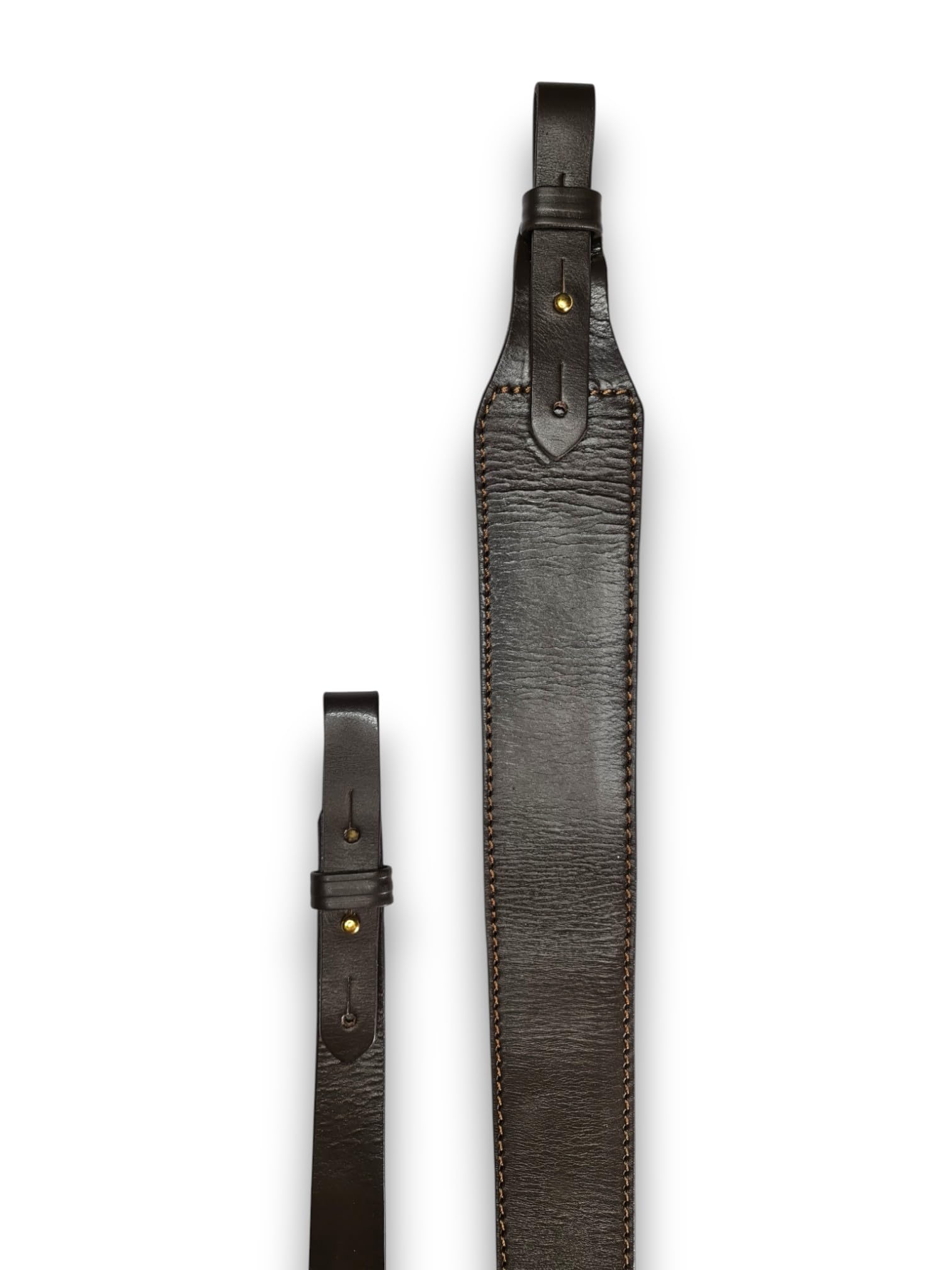 VlaMiTex J47 Gewehrriemen aus Leder – Gewehrgurt Braun mit Anti-Rutsch-Auflage – mit Daumenschlaufe bis ca. 110 cm – für Büchse & Flinte