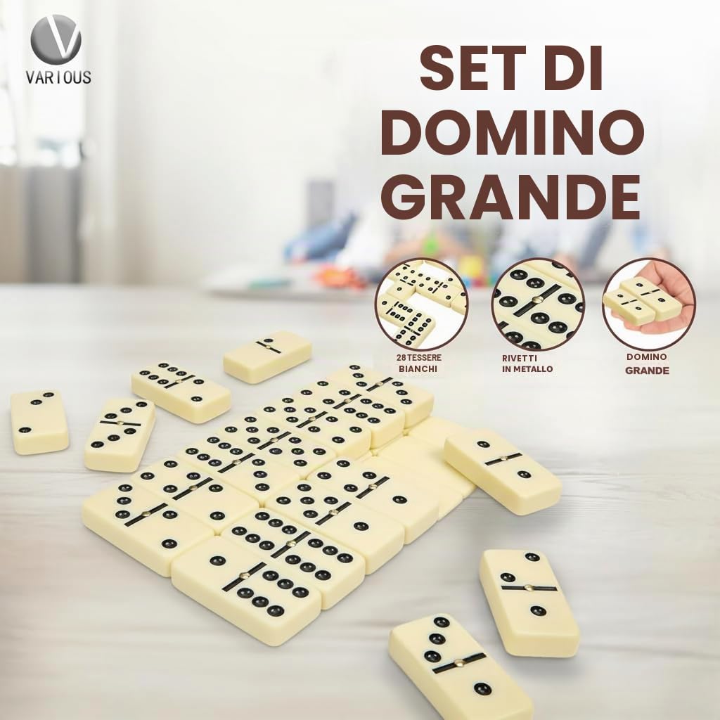 Various Domino Double 28 Gettoni Scatola In Similpelle, Gioco Da Tavolo Classico Per Bambini E Adulti