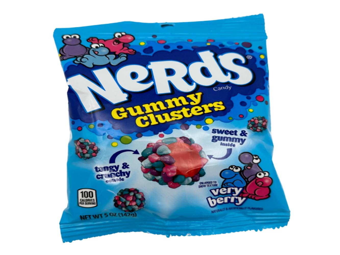 NERDS Gummy Clusters Candy, Very Berry, Crunchy and Gummy, 5 oz